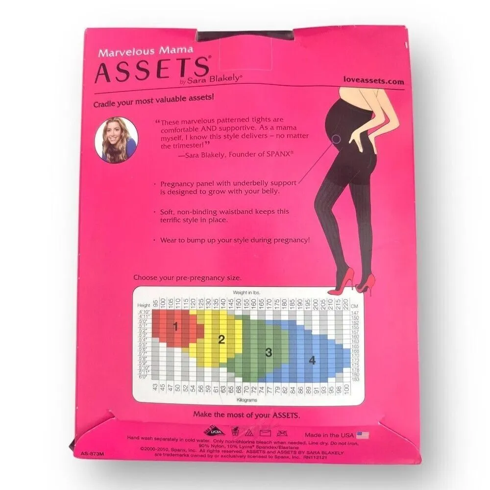 Assets‎ by Spanx 1 Marvelous Mama Maternity Tights Opaque Stripe Pattern Black - Image 6