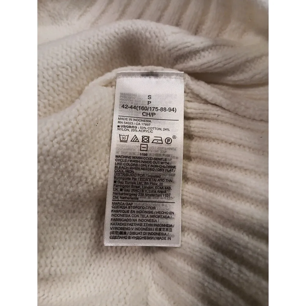 Gap Women’s Turtleneck Sweater Small Off White Cream Y2K Boho Prep - Image 5