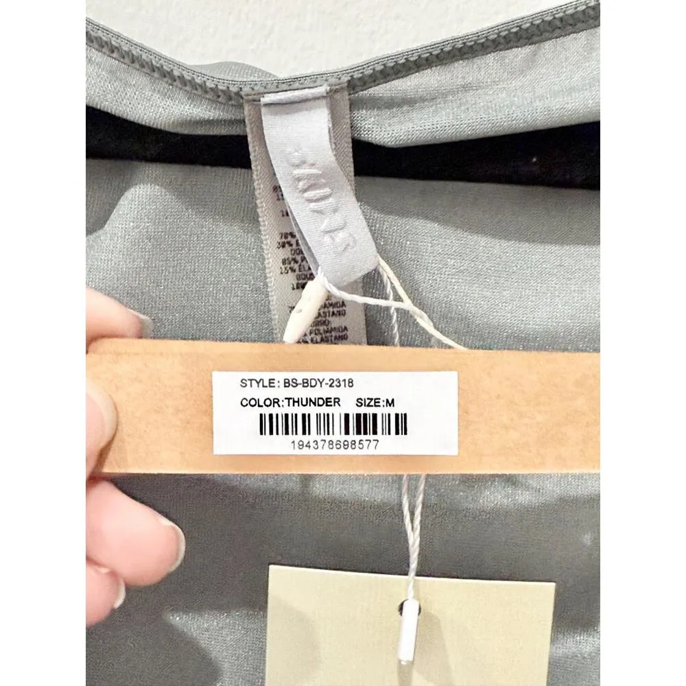 NWT SKIMS Glissenette Long Sleeve One Piece Bodysuit Thunder Gray Women's Medium - Image 4