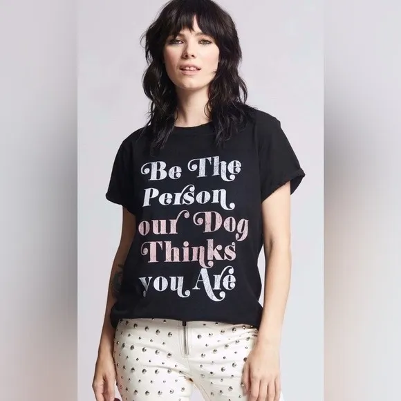 Odd People Los Angeles‎ Graphic T Shirt Be The Person Your Dog ThinksYou Are Blk Black Size L - Image 2