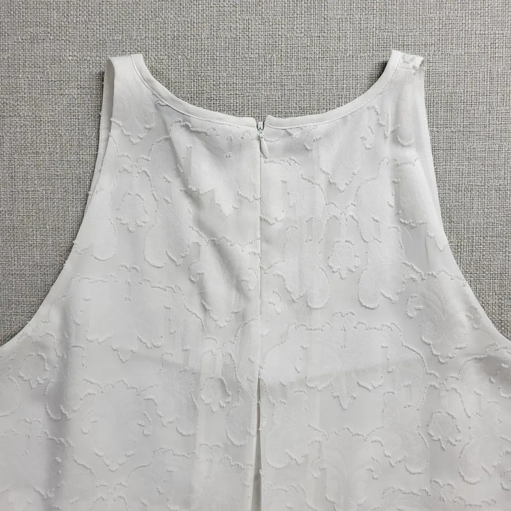 Katherine Barclay Womens Tank Top Size S White Brocade Double Layer Floral Cami - Image 4