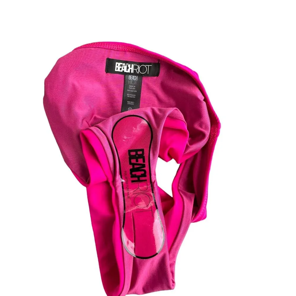 NEW Beach Riot High Waisted Swim Bikini Bottom Fuchsia Rose Pink Size XS - Image 4
