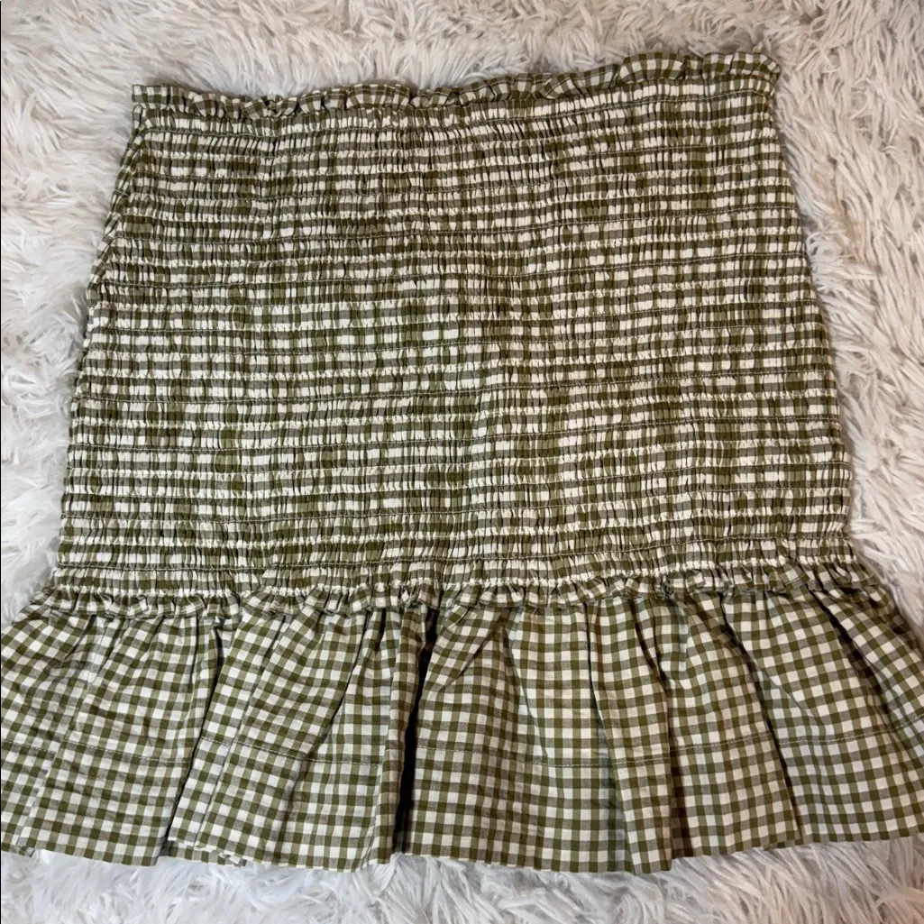 Veronica Beard Aloya Smocked Gingham Skirt Size Large - Image 11