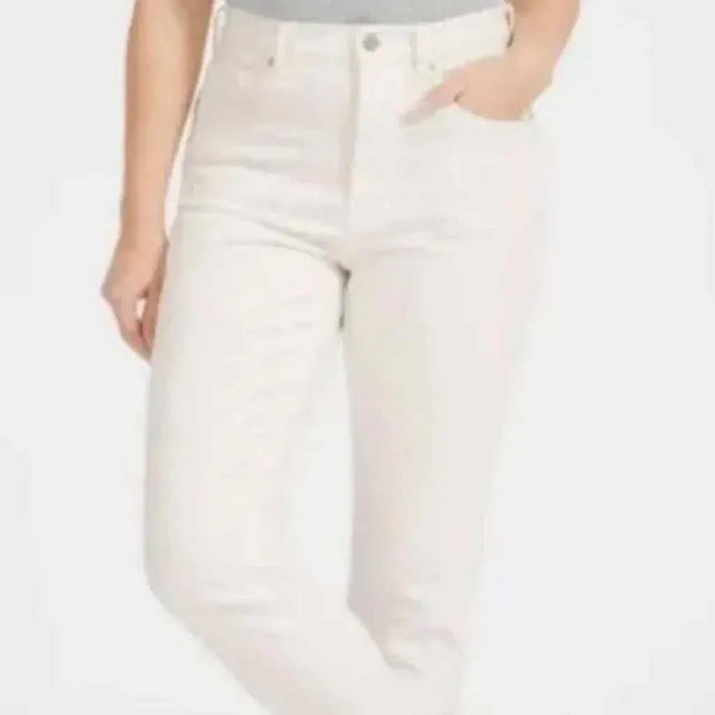 Everlane high rise Straight Leg Jeans white bone color size 26 - Image 2