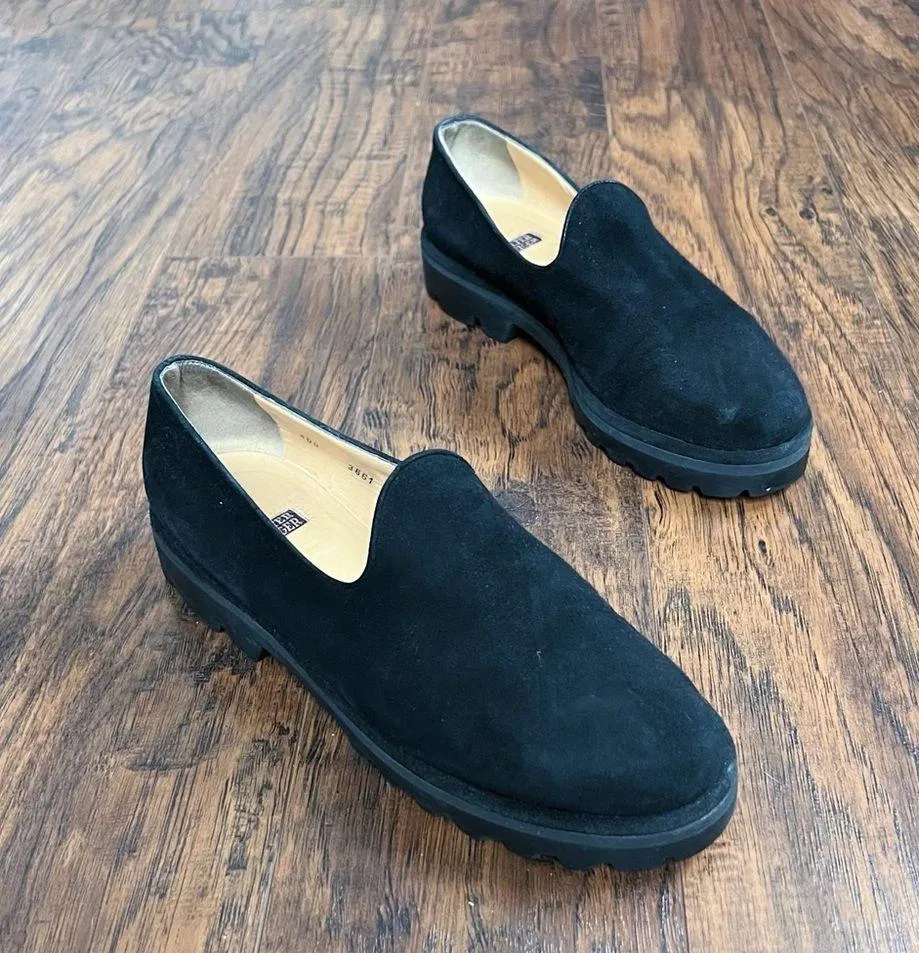 Walter Steiger • vintage Y2K chunky loafer platform slip on black suede lug sole Size 7.5 - Image 10