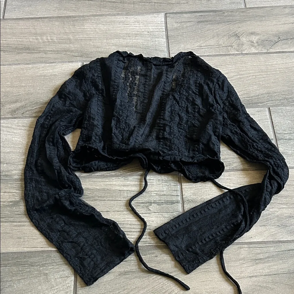 Tiger Mist Black Sheer Long Sleeve Top - Image 5