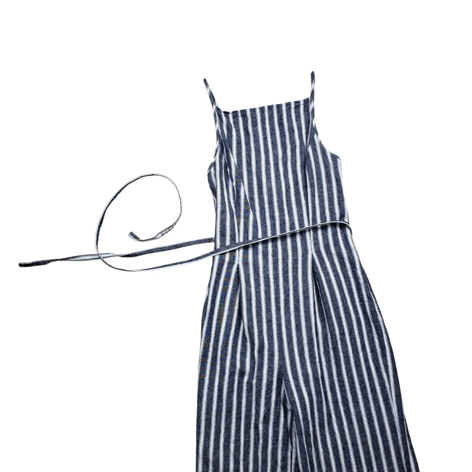 Madwell Pleated Wide Leg Linen Jumpsuit Womens Size 00 Pinstripe - Image 11