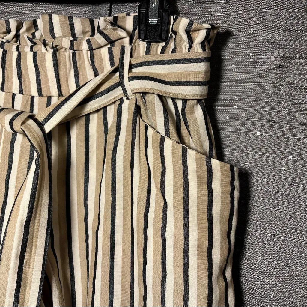 Zara‎ TFR Collection Cream Striped Lyocell Casual - Image 4