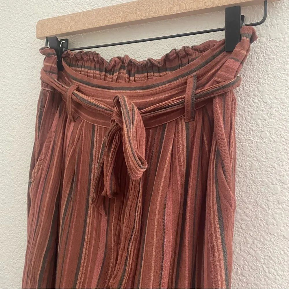 AE High Waist Striped Tie Waist Size Small 100% Viscose Striped Fall Colors - Image 3