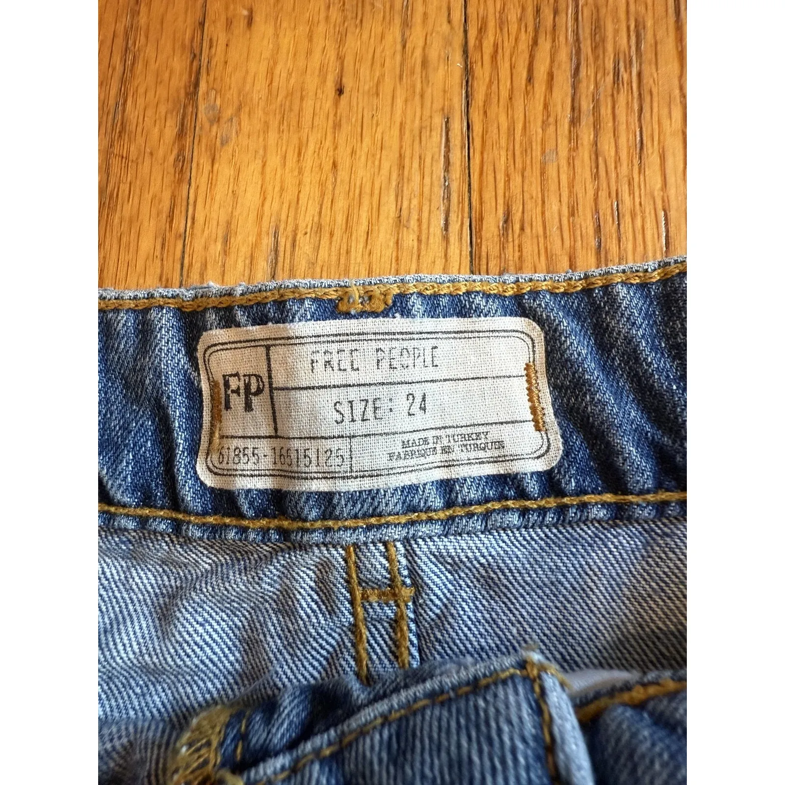 Free People Skirt Womens 24 Denim Embroidered Floral Studded Frayed Hem Mini - Image 3