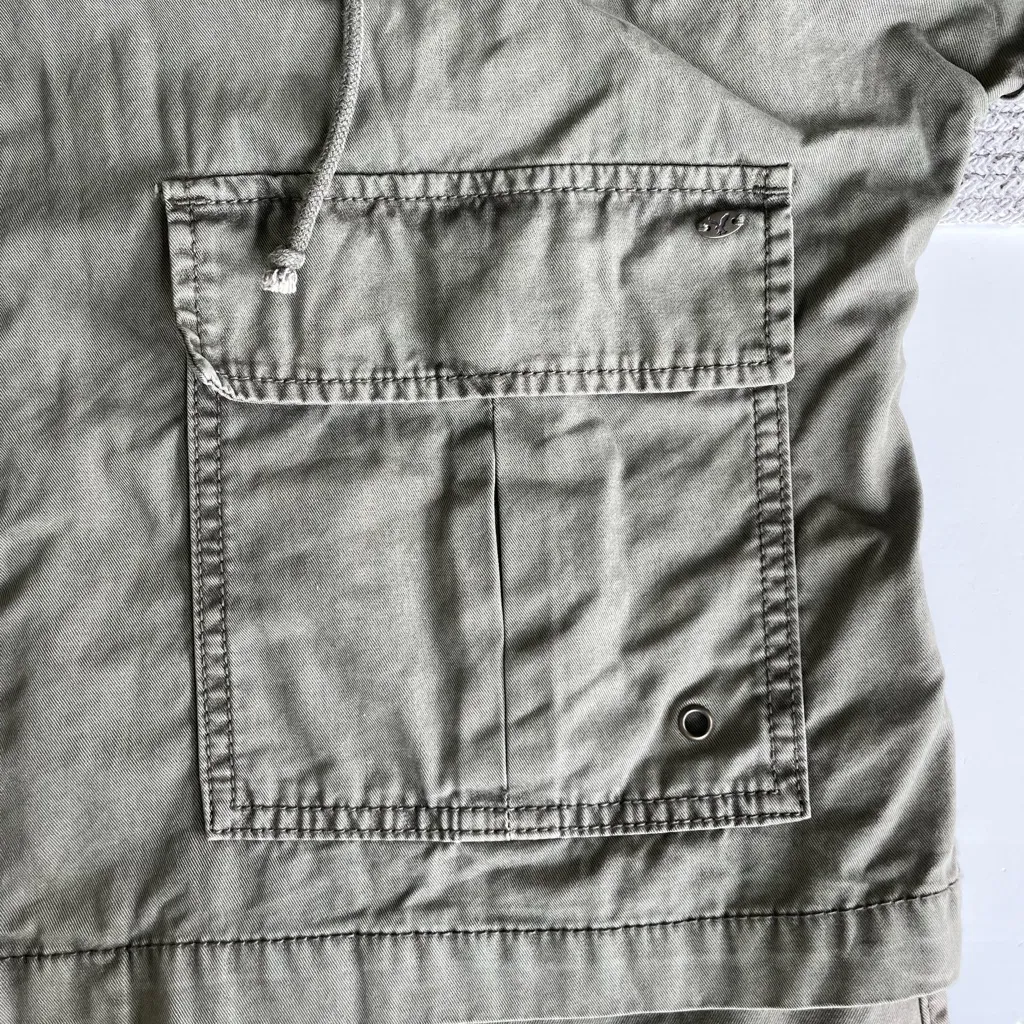 Vintage Y2K American Eagle Olive Green Short Sleeve Hooded Anorak Jacket Size XS - Image 7