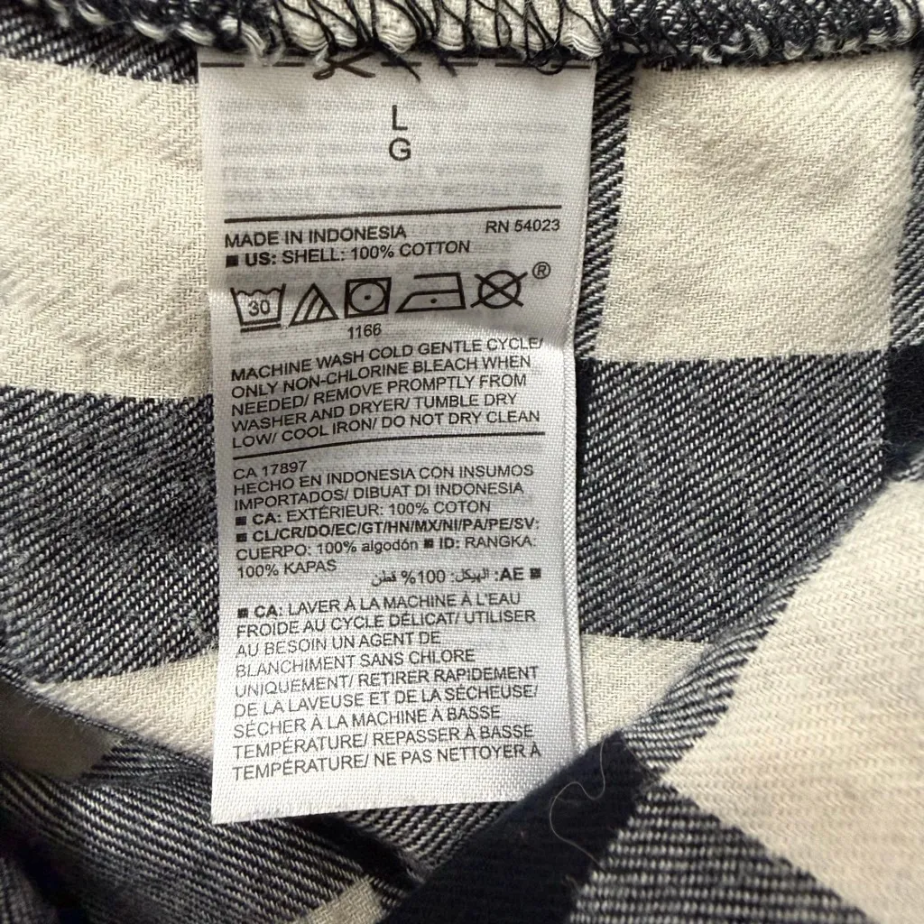 Old Navy Black White Plaid Flannel Tunic Shirt Women’s Large Long Hem - Image 8