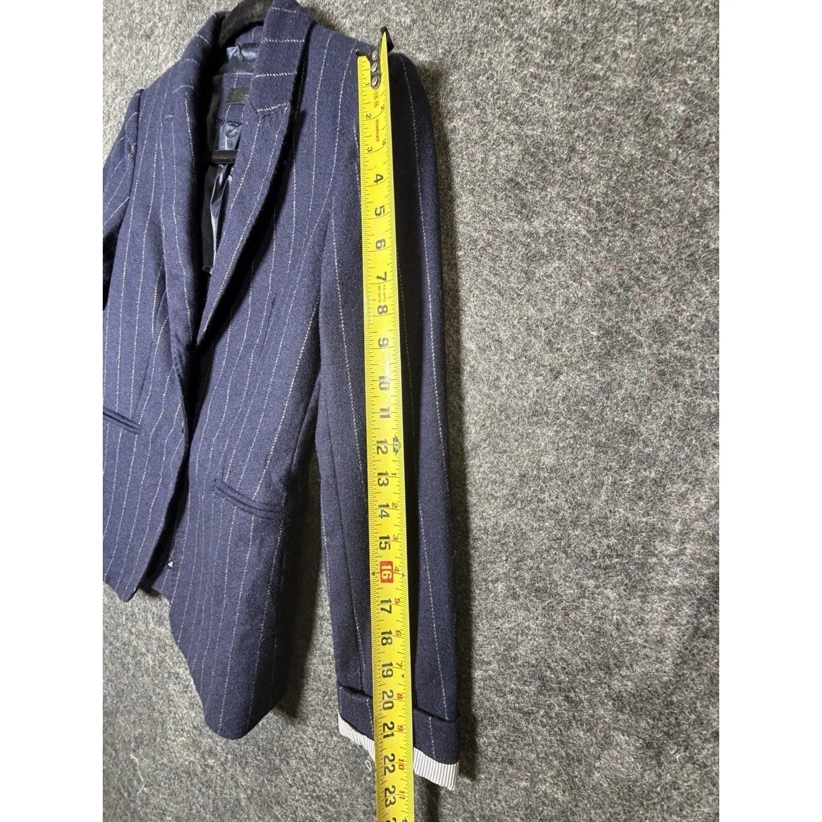 Massimo Dutti Blazer Jacket Womens 4 Blue Pinstripe Wool Blend Italian Fabric - Image 8