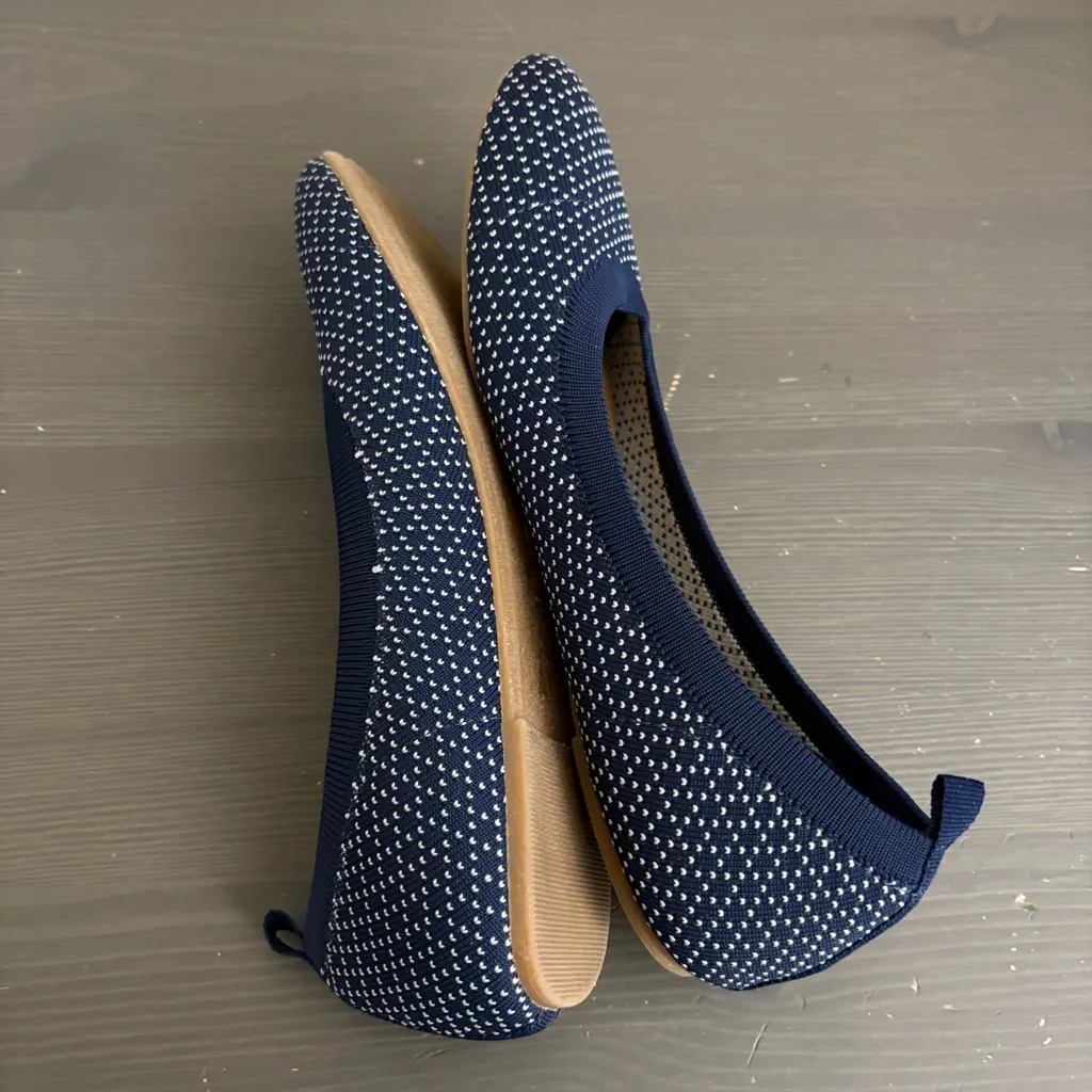 Seychelles  knit ballet flats round-toe stretch knit upper navy white dot 8.5 - Image 9