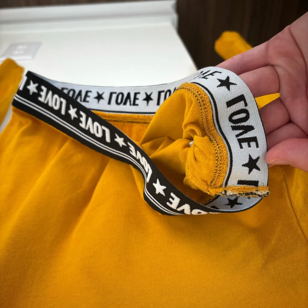 Yellow Long Sleeve Crop Top Heart and Hips - Image 3