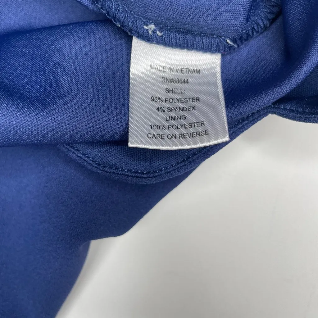 Glamour Vintage Cobalt Blue Scallop Edge Zip Midi Dress Sz 14 Occasion Modest - Image 10