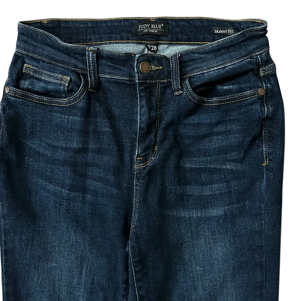 Judy Blue Skinny Fit High Rise Stretchy Denim Jeans Dark Wash Size 7/28 - Image 3