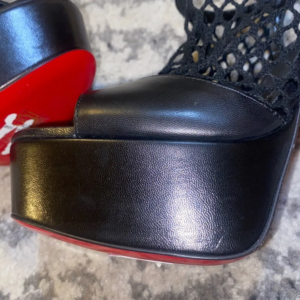 Christian Louboutin Plougesta Alta 150 Fishnet Heels Pumps Shoes Sandals $1245 - Image 9
