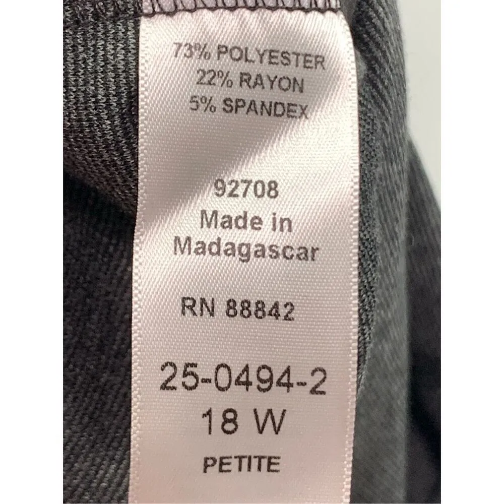 Woman Within Women's Elastic Waist Pull On High Rise Pants Gray Size 18W Petite - Image 4