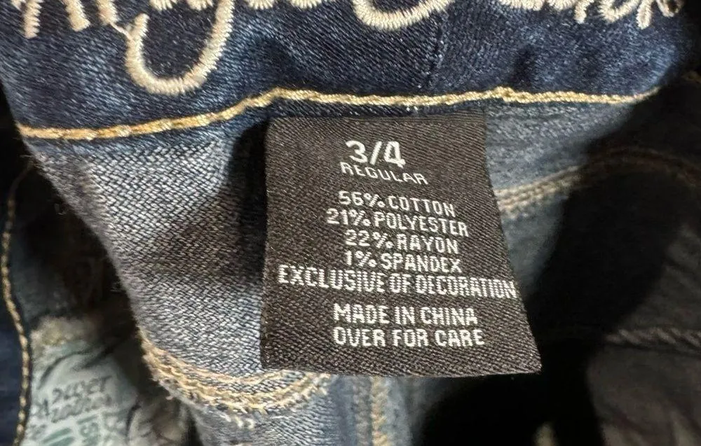 Ariya 90s Y2K low rise distressed dark wash bootcut jeans size 3/4 Blue - Image 6