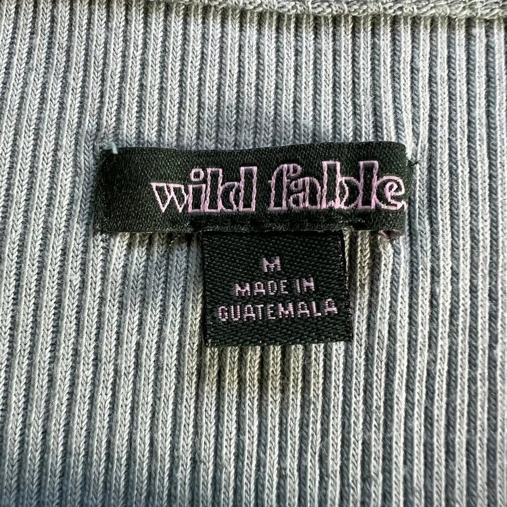 Wild Fable Womens Knit Slip Dress Mini Ribbed Tie Shoulder Bodycon Blue Medium - Image 7