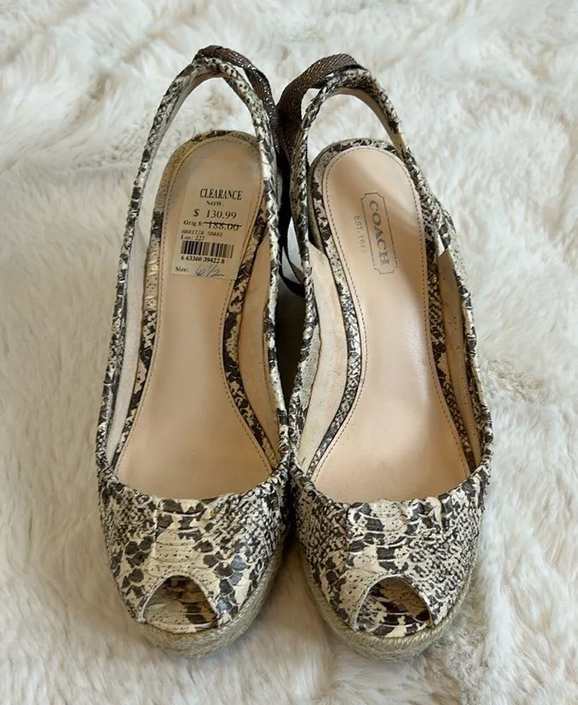 Coach Maritza Snake Espadrille Wedge Sandals - Image 2