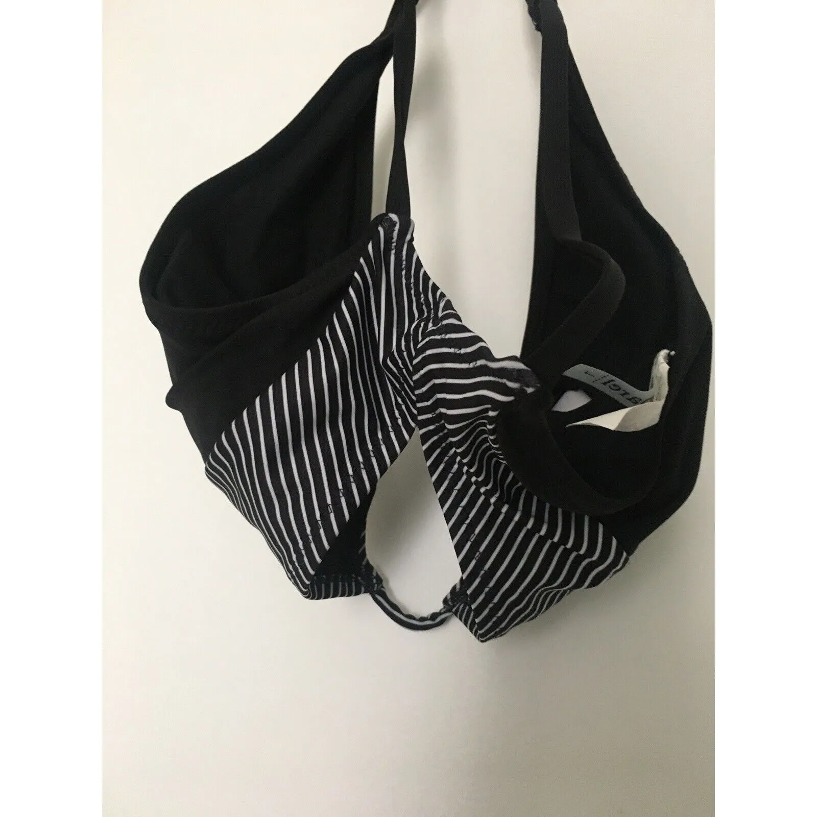 C Apparel Women's Black White Swim Top Tie Neck Size Large Swim Wear - Image 3