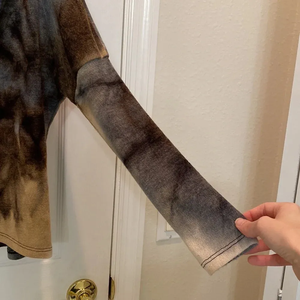 Everleigh Anthropologie Tie Dye Cowl Neck Sweater Size XS Brown - Image 3