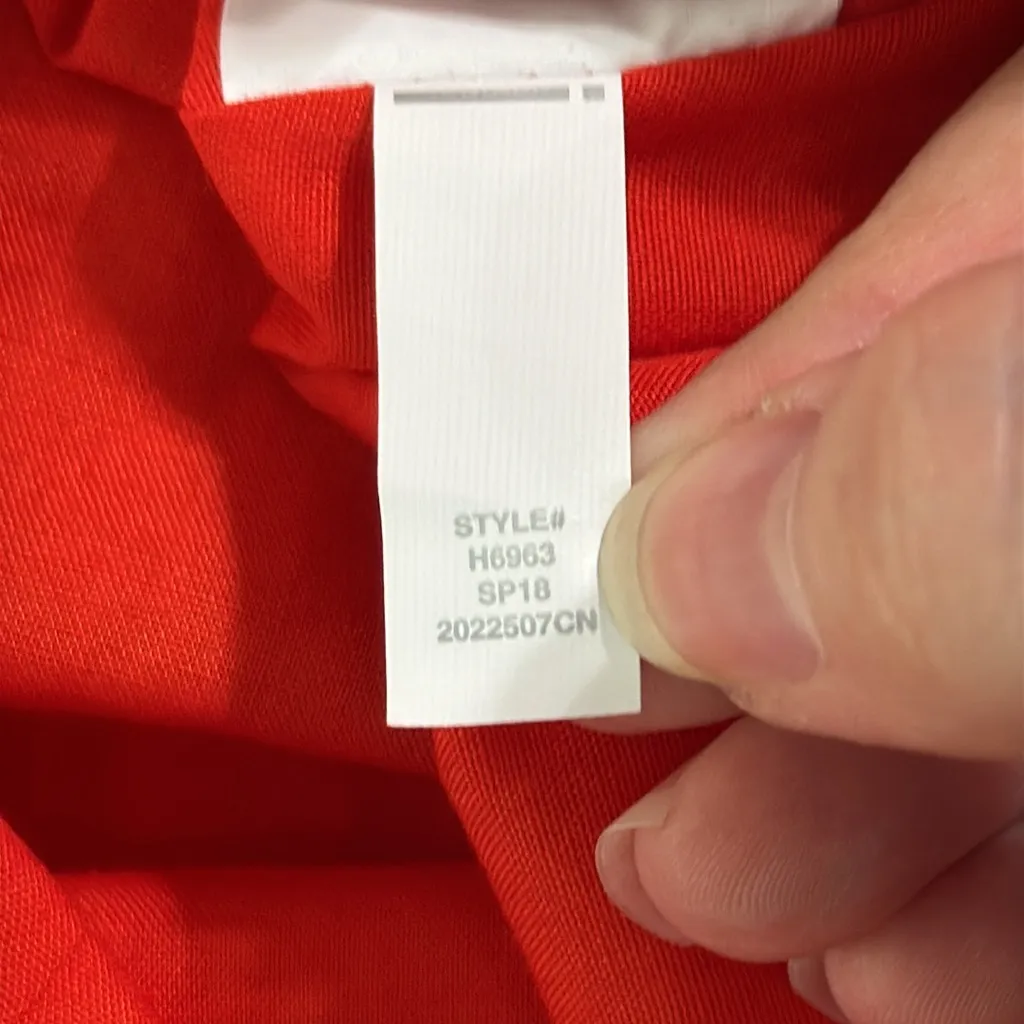 Madewell Eyelet Lattice V-neck 1/2 Bell Sleeve Mini Dress Bright Poppy size 4 - Image 13