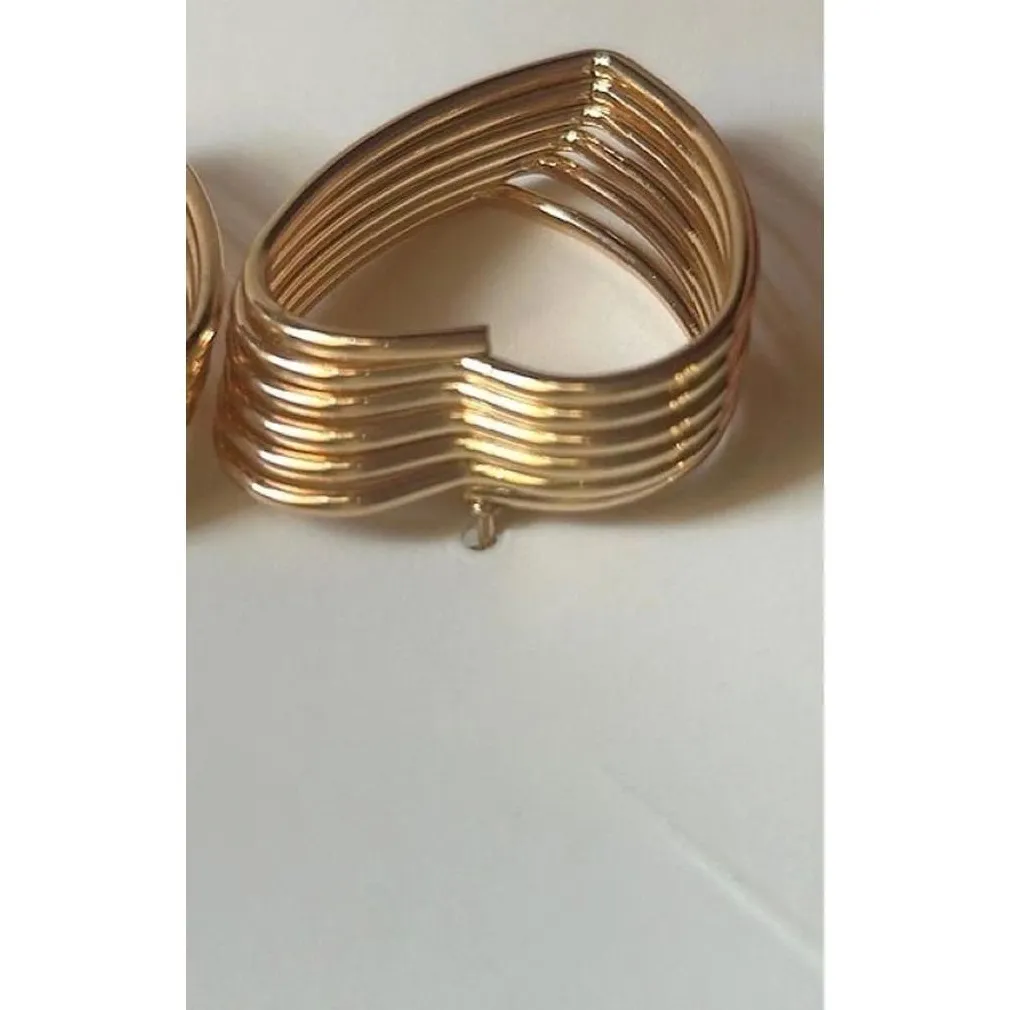 Gold Stacked Heart Earrings 1" Drop Dainty Layered Hearts Romantic Chic Jewelry‎ - Image 3