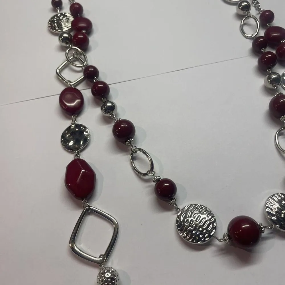 Color Kohl’s Necklace And Pierced Earrings Costume Set Silver Tone - Image 7