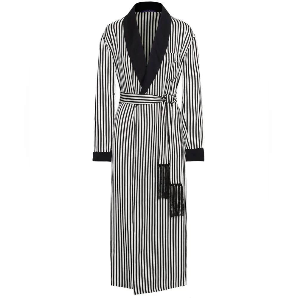 Ralph Lauren $2890 Purple Label Black and White Stripe Kalpita Coat Size 10 - Image 4