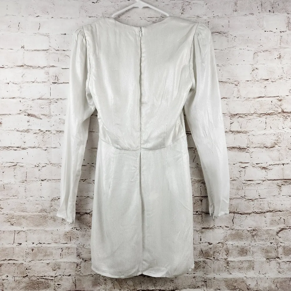 DUNDAS x  Harlow Mini Dress in Metallic Ivory XS *No Brooch* - Image 6