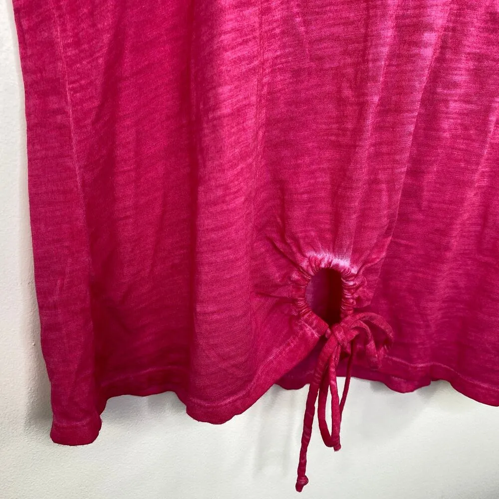 Sanctuary Pink Short Sleeve V-Neck Keyhole Front T-Shirt Women's Size Small S - Image 3