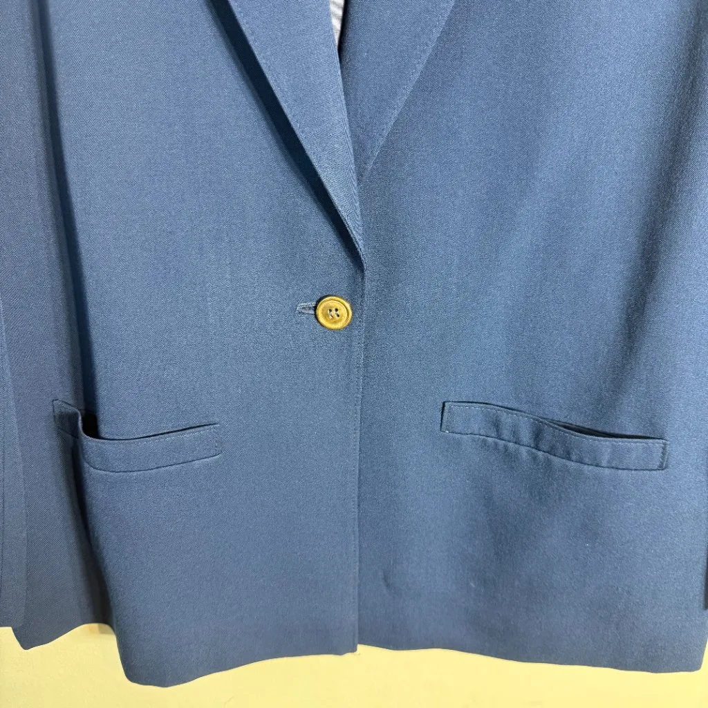 Vintage Pendleton Wool Blazer Pencil Skirt Suit Set Womens 16 Blue Career Formal - Image 6