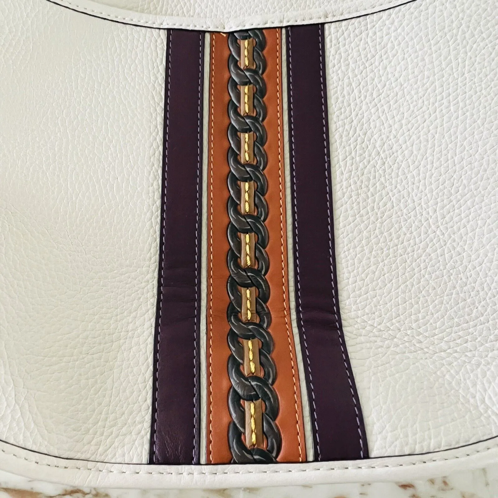 COACH Emery Chalk Multi Pebble Leather Crossbody Bag With Varsity Stripe - Image 3