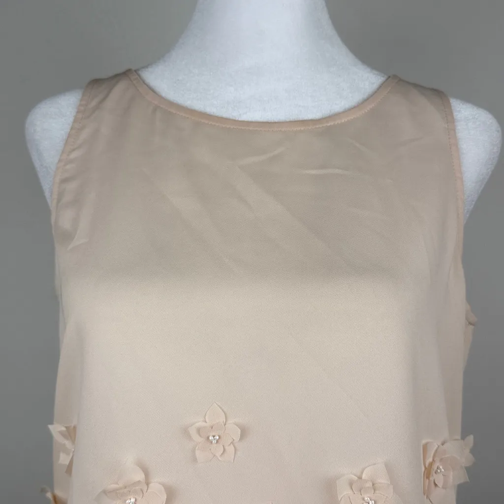 Moulinette Soeurs Anthropologie Feathered Fringe Floral Blouse Tank Top Small - Image 4