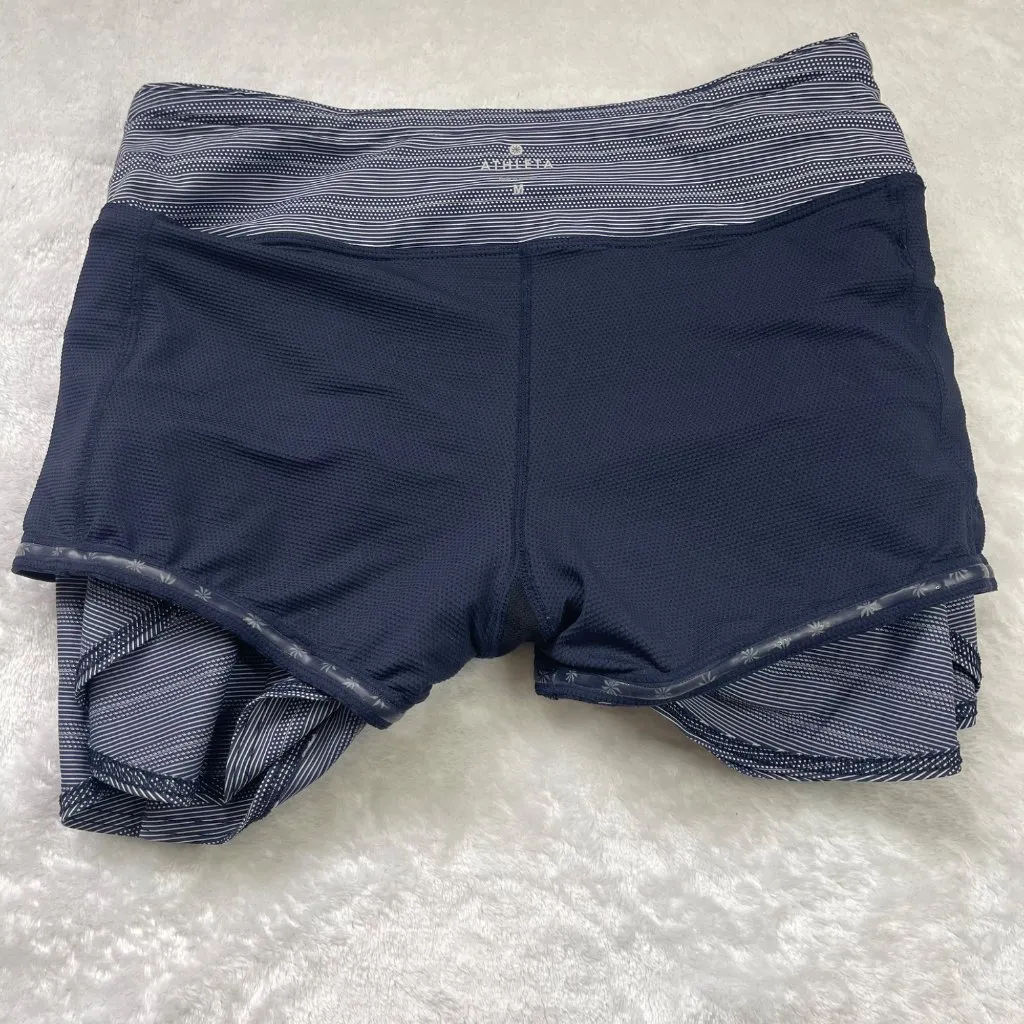 Athleta Swagger Skort Women's‎ Medium Tennis Skort Striped Polka Dot Tiered Navy - Image 13