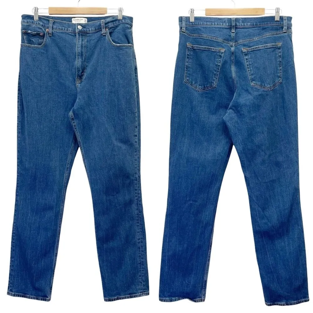 Abercrombie & Fitch The 90s Straight Ultra High Rise Size 33 | 16 Medium Wash - Image 3