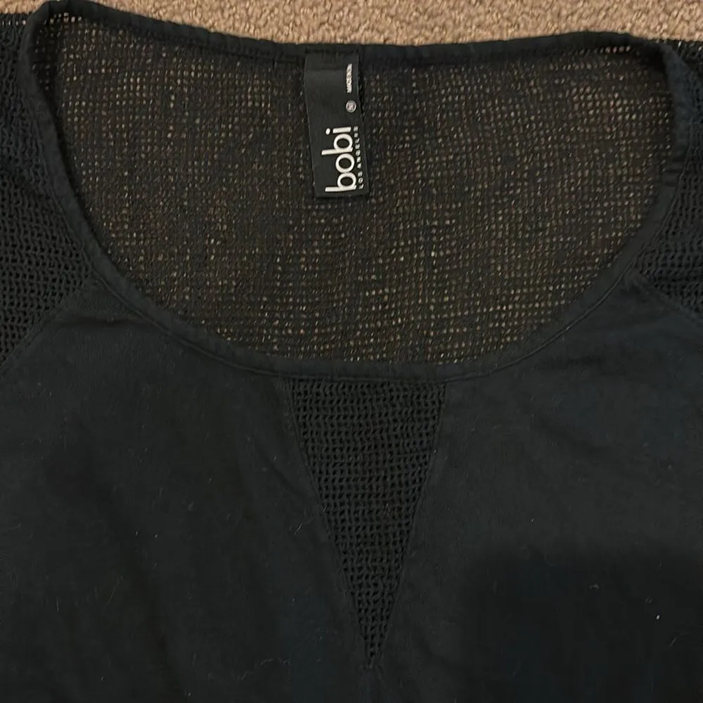 Bobi Women’s Black Sleeveless Partial Mesh Top, Size M - Image 3