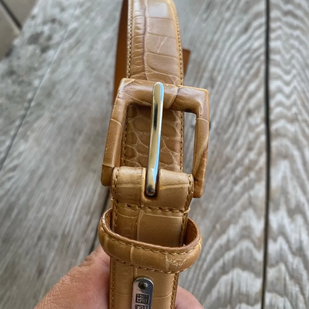 Lauren Ralph Lauren Faux Crocodile Italian Leather Belt Tan - Image 2