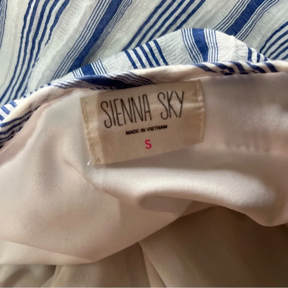 Sienna Sky Wrap Dress Striped Small Blue White - Image 5