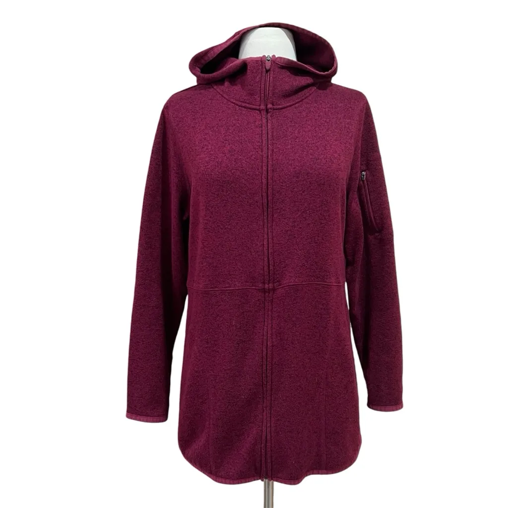 Tek Gear Heather Maroon Hooded Tunic Sweater Size Large - Image 2