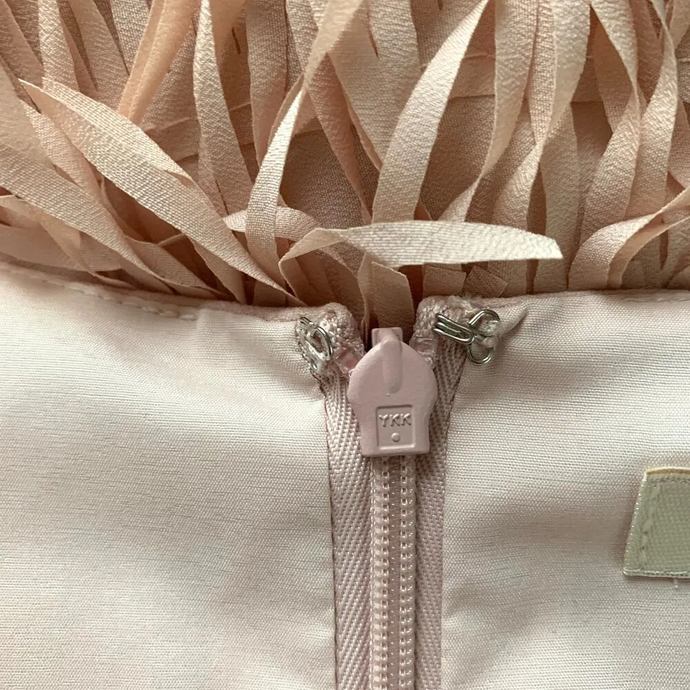 Aidan Mattox V-neck Sleeveless Crepe Fringe Skirt Mini Dress in Blush Pink - Image 10