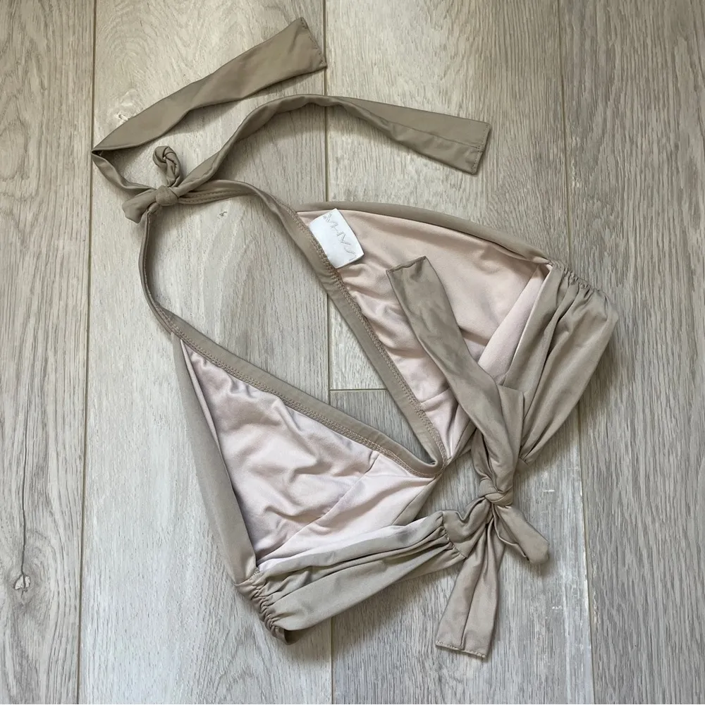 Saha Triangle Halter Bikini Top Beige (Size 32B) swim beach summer preppy Tan - Image 2