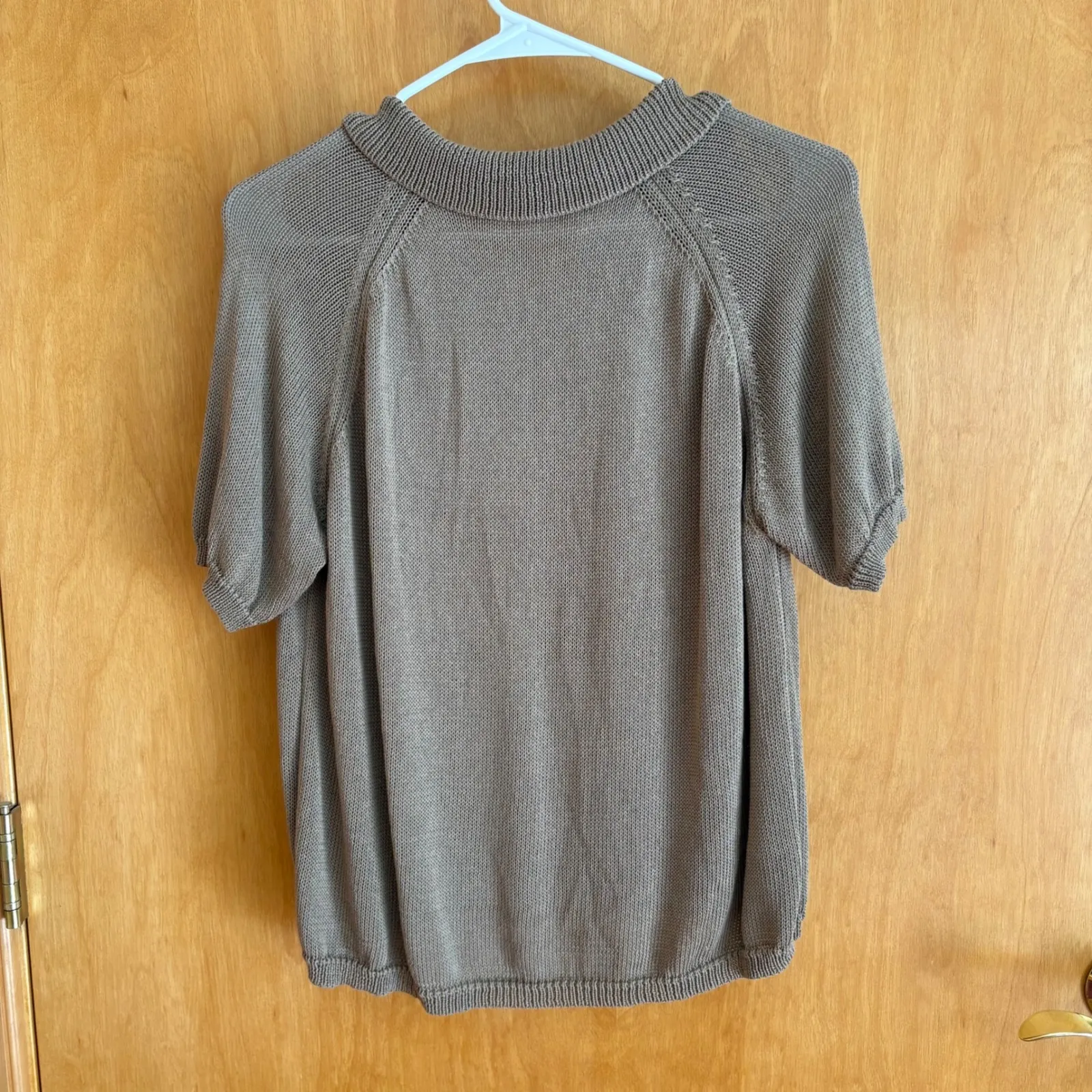 Grade & Gather Knit Polo Shirt Collar V Neck‎ Viscose Blend Brown Womens Medium - Image 2