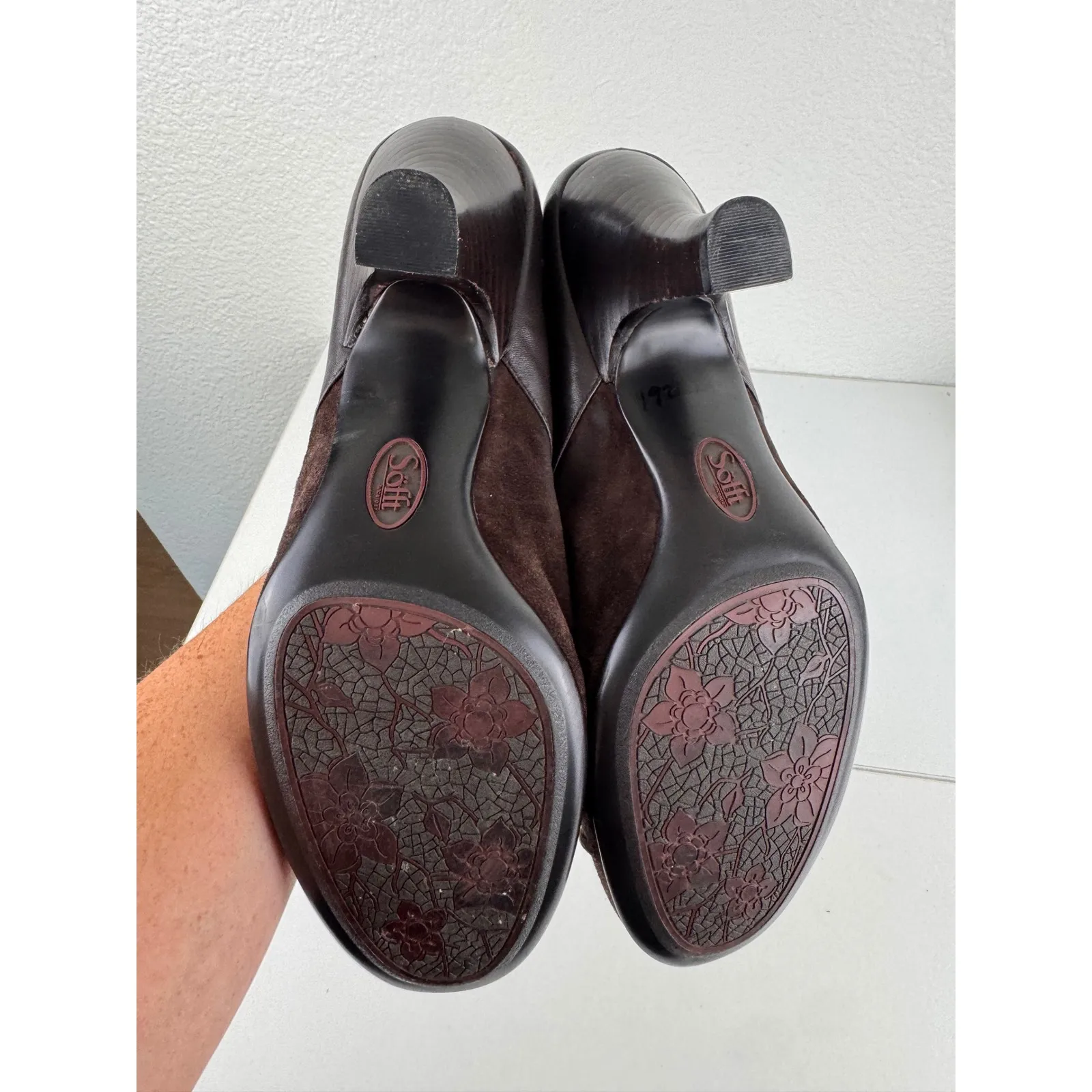 Söfft Womens Brown Leather‎ Suede Heeled Mules Slides Size 11M Boho Comfort Cozy - Image 2