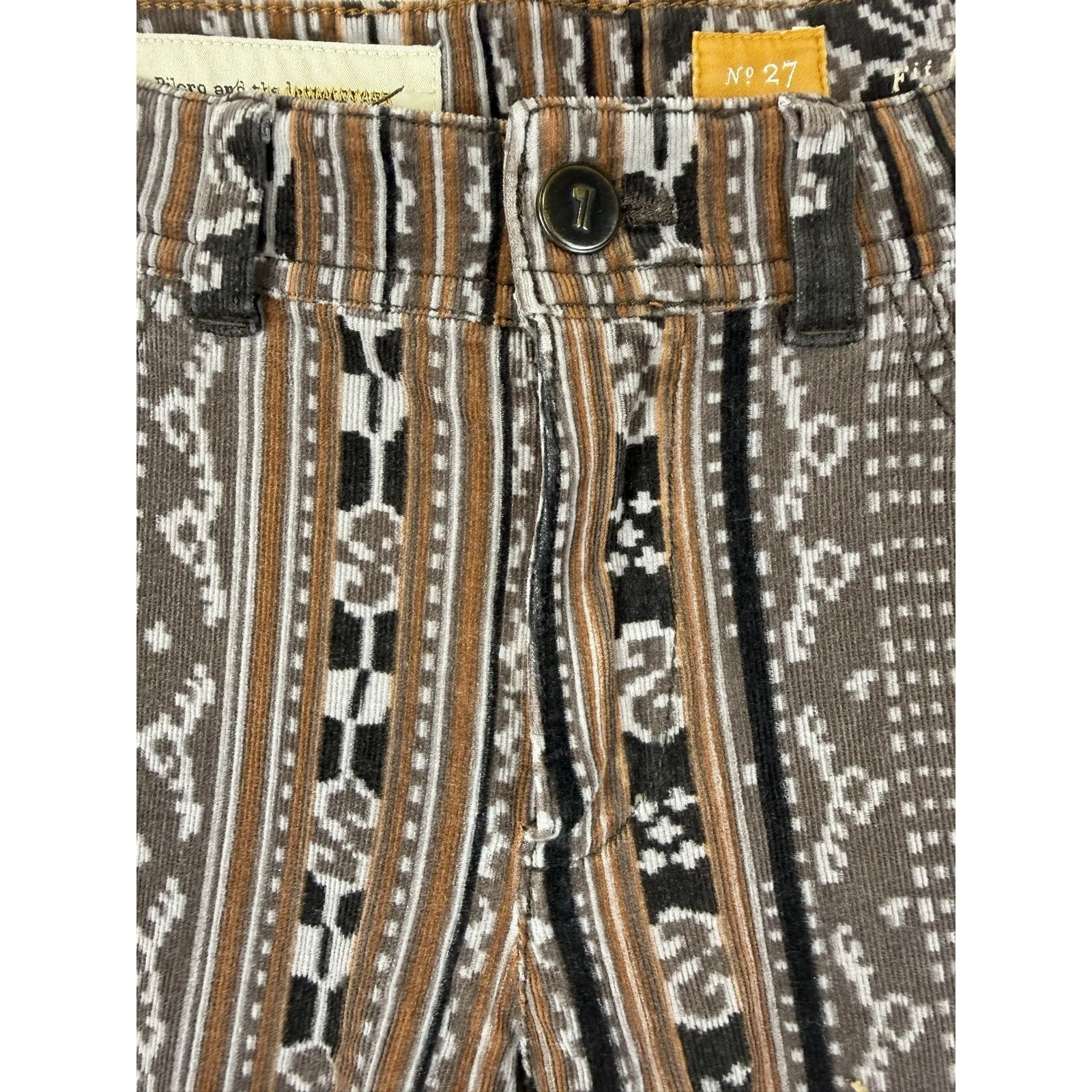 Pilcro Women’s Serif Corduroy Pants Size 27 Aztec Southwest Brown Black Stretch - Image 4