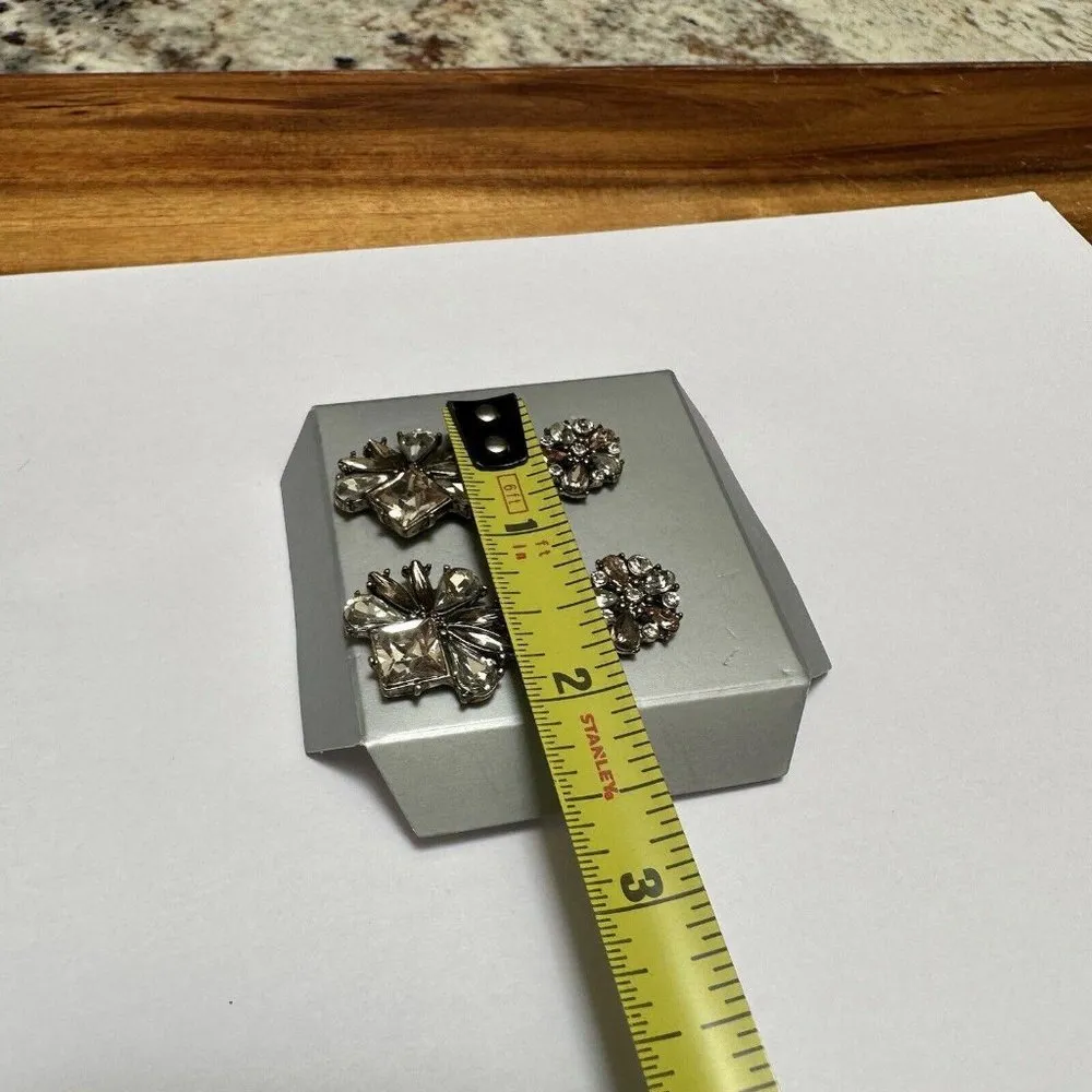 NWOT Baublebar Rhinestone Gold Tone Pierced Stud Earrings 2 Pack - Image 6