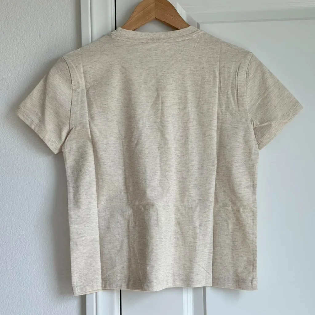 Everlane The Box Cut Tee in Essential Cotton in Heathered Oat, Size XXS - Image 8
